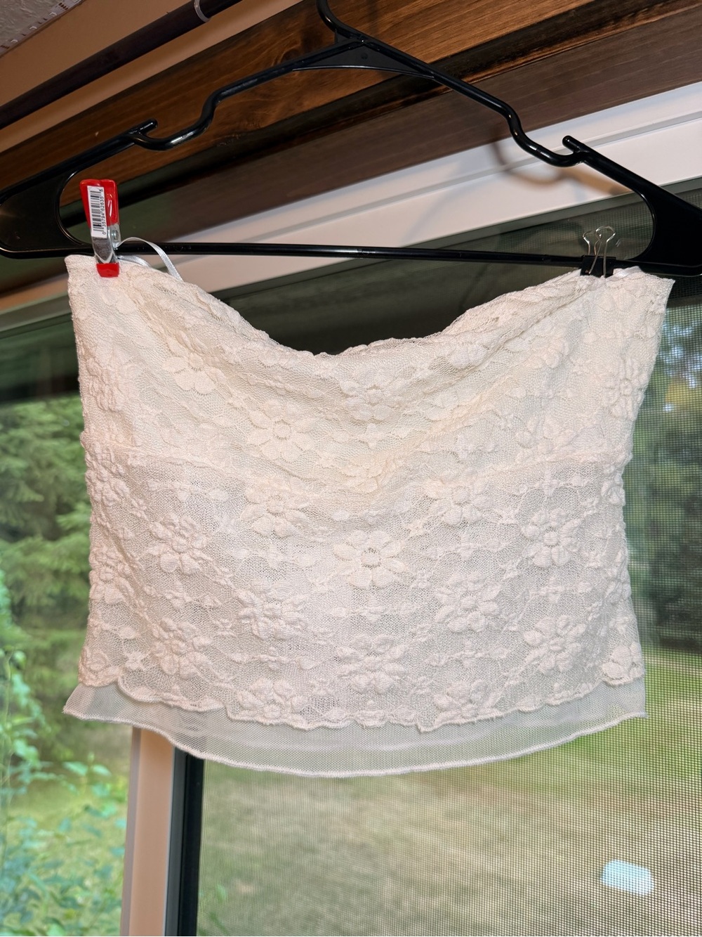 Kimchi Blue Ivory Floral Lace Mesh Strapless Tube Top NWT Size M